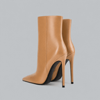 Women's Stiletto Heel Ankle Boots Pointed Toe Side Zip Mid-Calf Evening Party