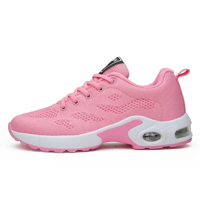 Womens Sneakers with Air Cushion Sole and Knit Upper