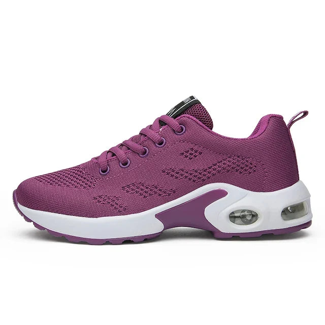 Womens Sneakers with Air Cushion Sole and Knit Upper