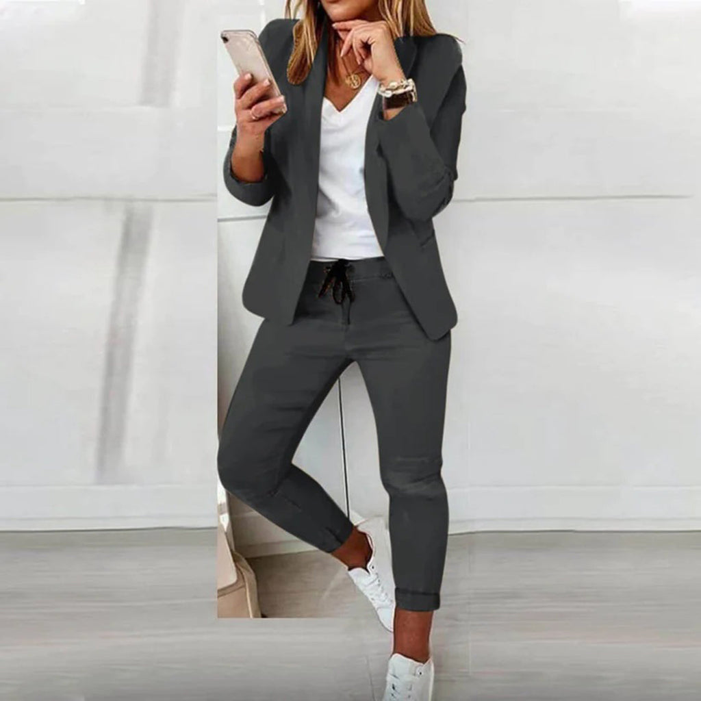 Women's Versatile Blazer & Jogger Pants Set Tailored Structured Casual Office Chic Everyday – Florence - Lolly 