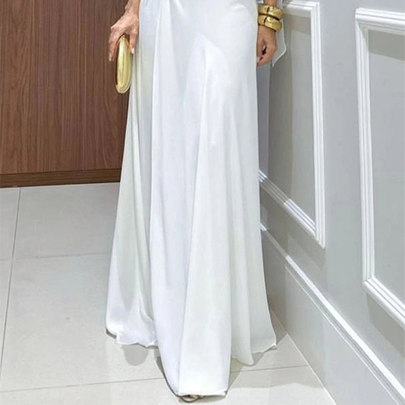 B - Women's Minimalist Solid Color Sleeveless Crop Top Wide Leg Pants Two-Piece Set Jumpsuit Polyester Casual Formal Work Summer – Clarity