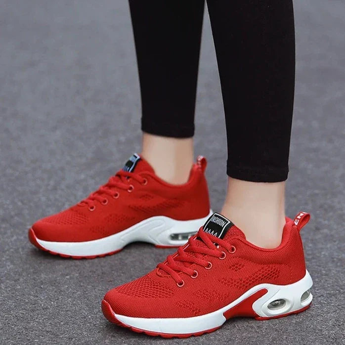 Womens Sneakers with Air Cushion Sole and Knit Upper