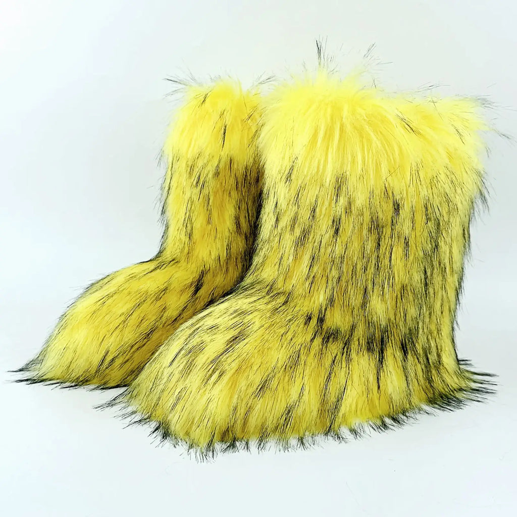 Women's Fur Boots – Fluffy Faux Fur Ankle