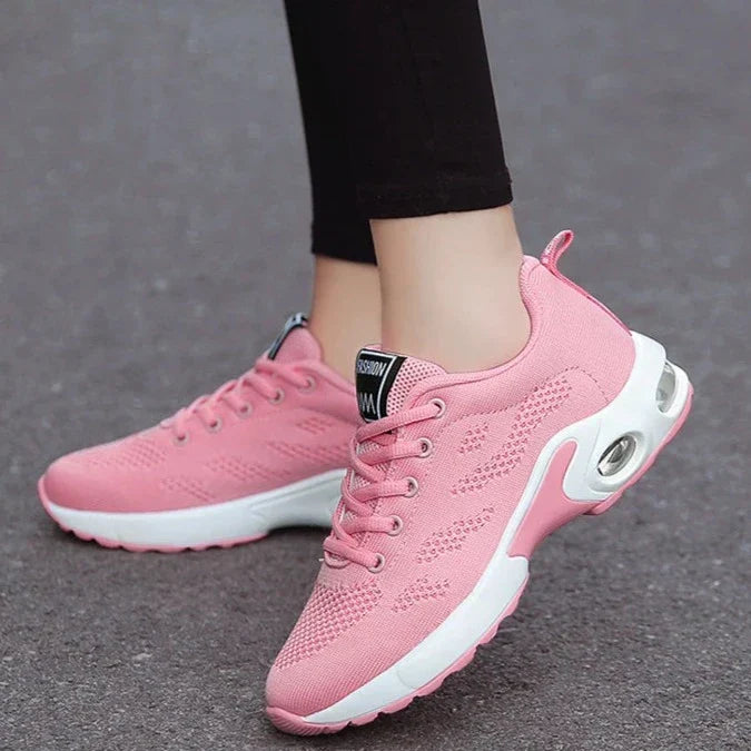 Womens Sneakers with Air Cushion Sole and Knit Upper