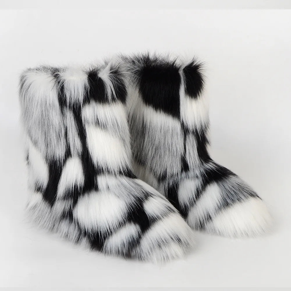 Women's Fur Boots – Fluffy Faux Fur Ankle