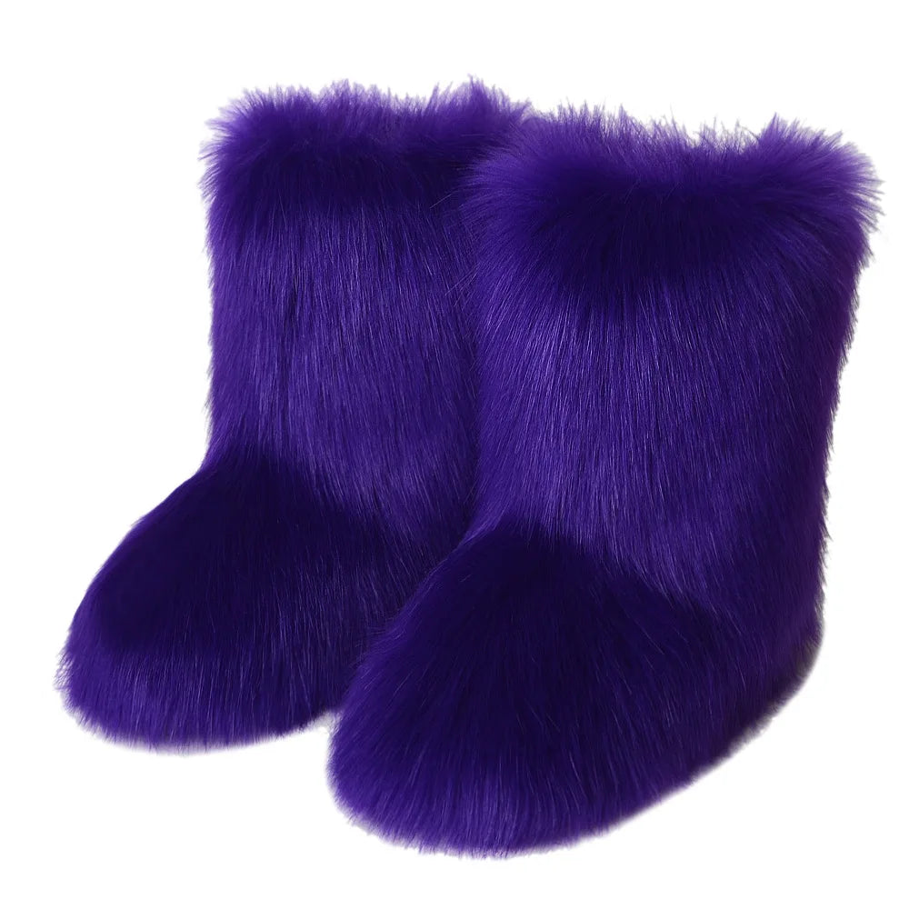 Women's Fur Boots – Fluffy Faux Fur Ankle