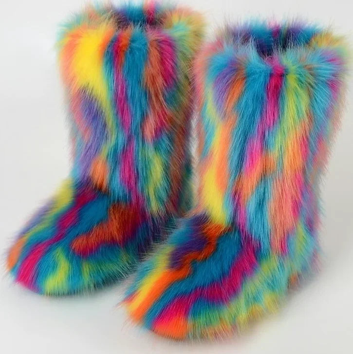 Women's Fur Boots – Fluffy Faux Fur Ankle