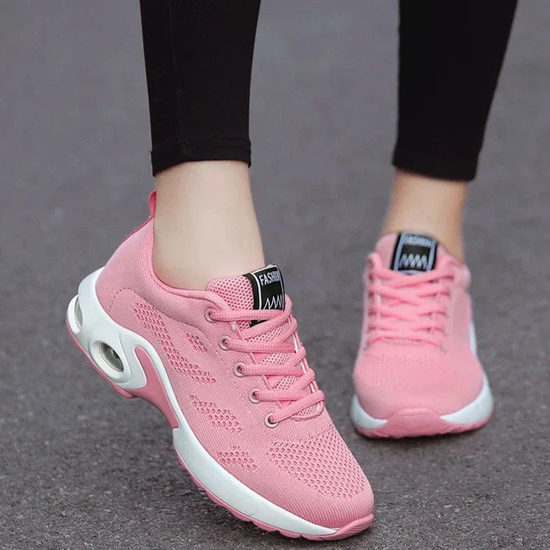 Womens Sneakers with Air Cushion Sole and Knit Upper