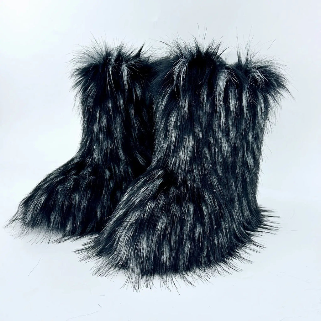 Women's Fur Boots – Fluffy Faux Fur Ankle