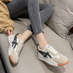 White Sneakers Women – Chunky Platform Lace-Up with Contrast Stripe Detail