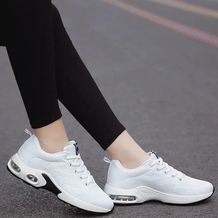 Womens Sneakers with Air Cushion Sole and Knit Upper
