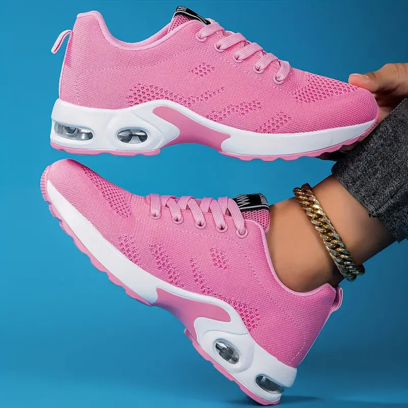 Womens Sneakers with Air Cushion Sole and Knit Upper