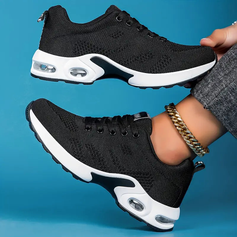 Womens Sneakers with Air Cushion Sole and Knit Upper