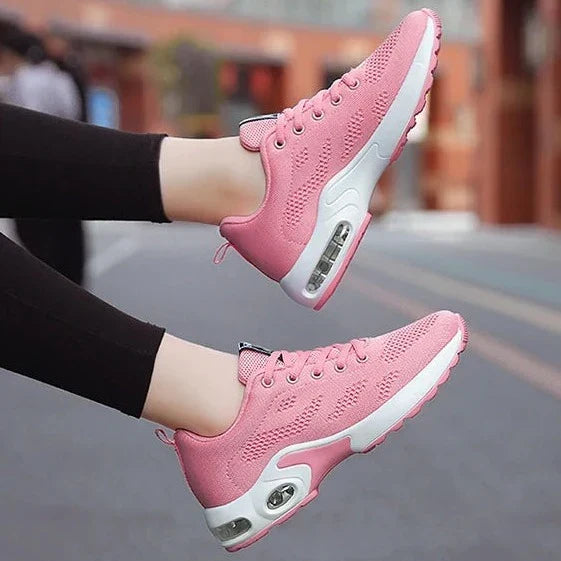 Womens Sneakers with Air Cushion Sole and Knit Upper