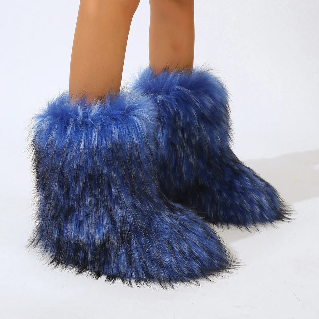 Women's Fur Boots – Fluffy Faux Fur Ankle