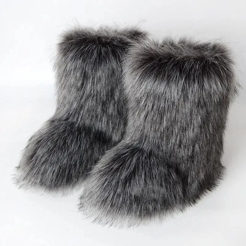 Women's Fur Boots – Fluffy Faux Fur Ankle