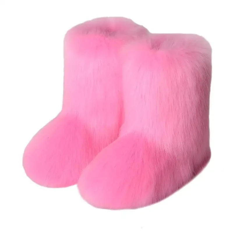 Women's Fur Boots – Fluffy Faux Fur Ankle