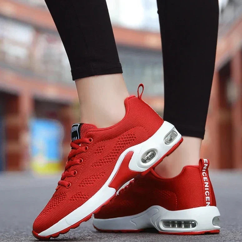Womens Sneakers with Air Cushion Sole and Knit Upper