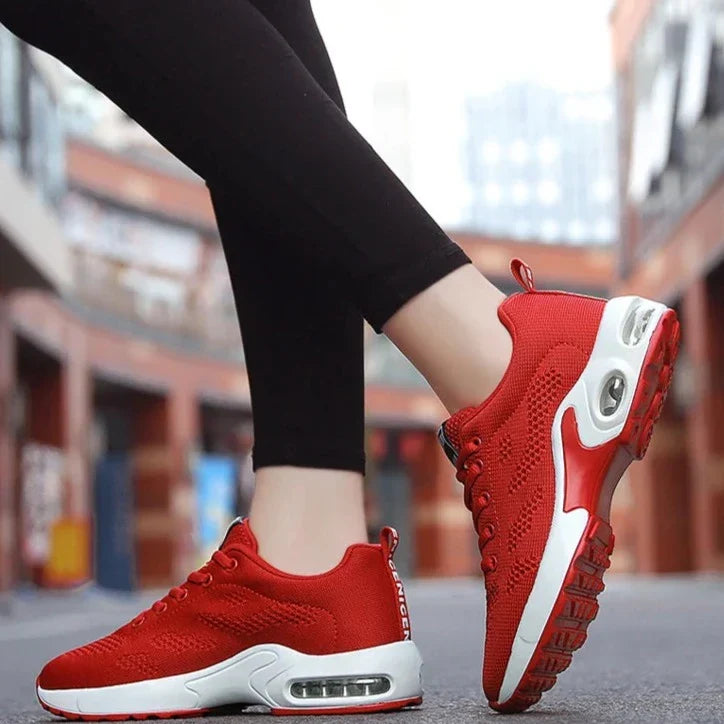 Womens Sneakers with Air Cushion Sole and Knit Upper