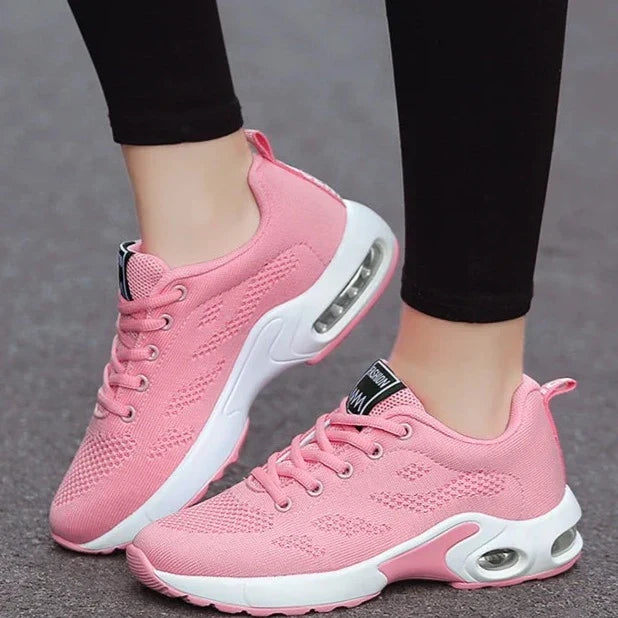 Womens Sneakers with Air Cushion Sole and Knit Upper