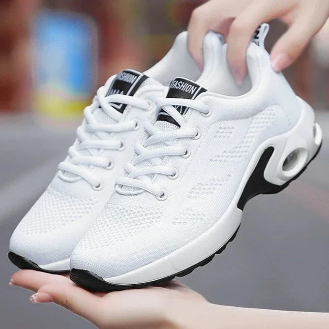 Womens Sneakers with Air Cushion Sole and Knit Upper