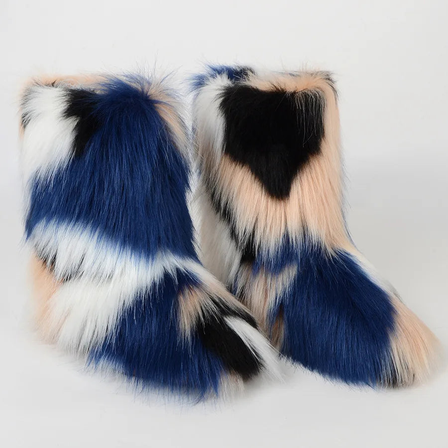 Women's Fur Boots – Fluffy Faux Fur Ankle