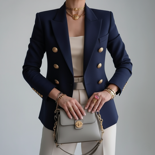 Blazer S Women's Double-Breasted with Gold Embossed Buttons - Lolly 