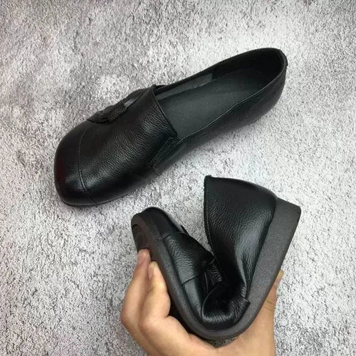 Female Loafers Slip-On with Knotted Bow Detail and Round Toe - Lolly 