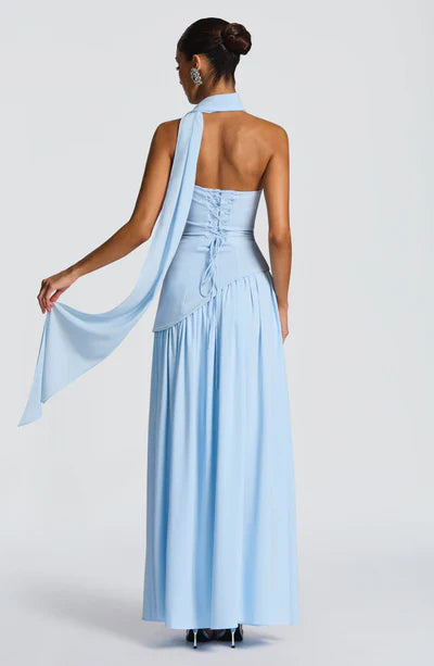 Women's Elegant Strapless Maxi Dress Fitted Slit Formal Party Wedding Guest Sophisticated – Mya