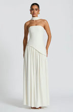 Women's Elegant Strapless Maxi Dress Fitted Slit Formal Party Wedding Guest Sophisticated – Mya