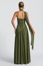 Women's Elegant Strapless Maxi Dress Fitted Slit Formal Party Wedding Guest Sophisticated – Mya