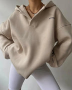Pullover Hoodie – Oversized Open V-Collar with Drop Shoulders - Lolly 