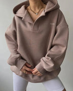 Pullover Hoodie – Oversized Open V-Collar with Drop Shoulders - Lolly 