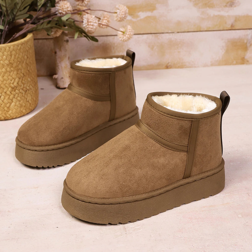 Winter Boots Ladies – Warm Snow Slip-On Platform Ankle - Lolly 