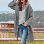 Women Coat Longline Single-Breasted with Patch Pockets - Lolly 
