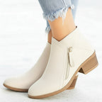 Women's Ankle Boots Side Zipper Block Heel Pointed Toe Casual Everyday - Lolly 