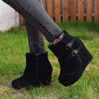 Women's Ankle Boots Wedge Heel with Platform Double Buckle Straps - Lolly 
