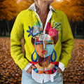 Women's Art Print Cardigan Open Front Long Sleeve Casual Fall Sweater - Lolly 