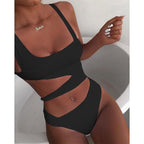 Women's Asymmetric Cut-Out One-Piece Push-Up Beach Pool Vacation Resort Summer Bold Sexy – Black - Lolly 