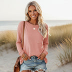 Women's Boho Casual Long Sleeve Shirt with Pocket Relaxed Fit Soft Everyday Street Style Top – Multicolor - Lolly 