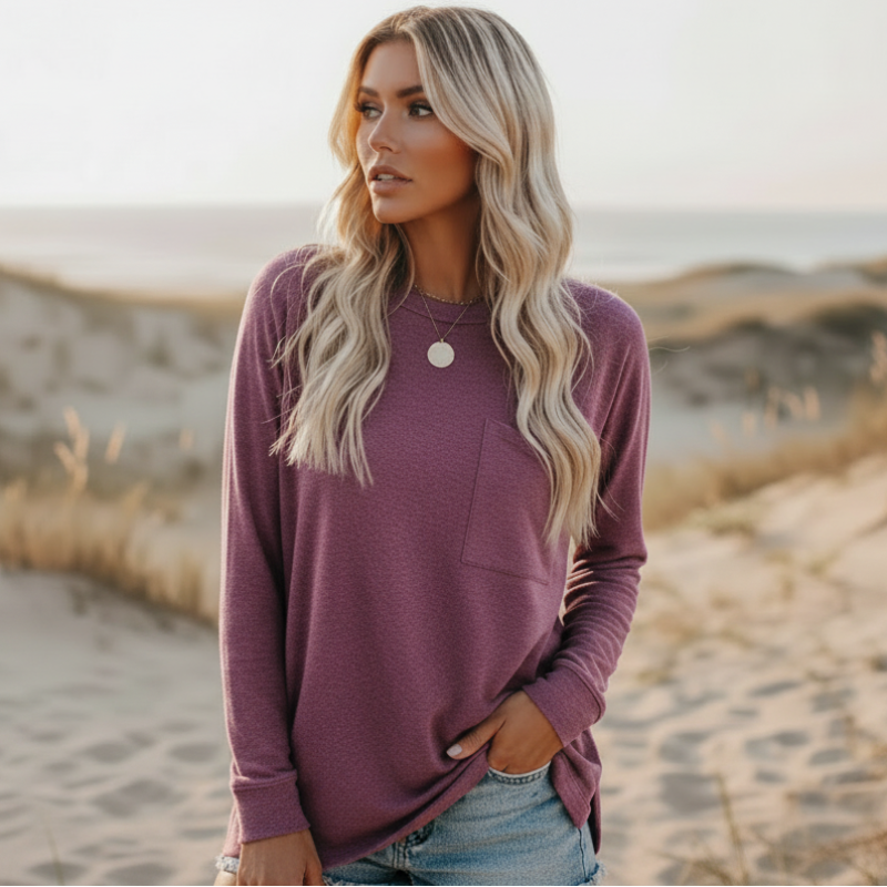 Women's Boho Casual Long Sleeve Shirt with Pocket Relaxed Fit Soft Everyday Street Style Top – Multicolor - Lolly 