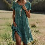 Women's Boho Chic Midi Wrap Dress Floral Print V-Neck Short Sleeve Casual Summer Vacation Beach – Joanne - Lolly 