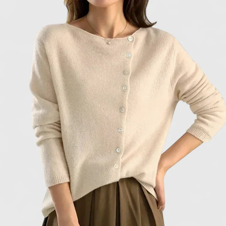 Women's Button-Down Knit Cardigan Long Sleeve Casual Layering Sweater - Lolly 