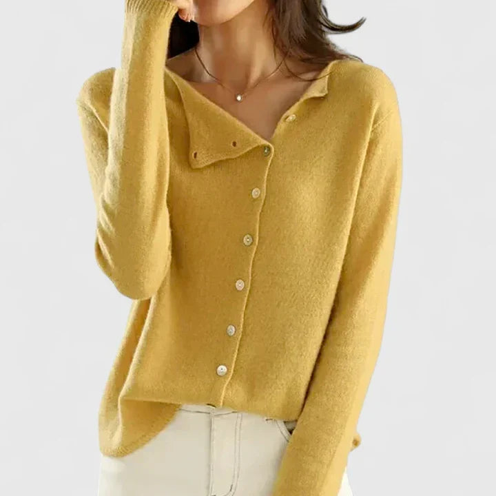 Women's Button-Down Knit Cardigan Long Sleeve Casual Layering Sweater - Lolly 