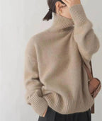 Women's Cashmere Turtleneck Sweater Soft Cozy Relaxed Fit Warm Casual Elegant Winter – Beige - Lolly 