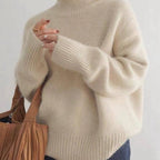 Women's Cashmere Turtleneck Sweater Soft Cozy Relaxed Fit Warm Casual Elegant Winter – Beige - Lolly 