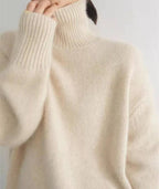 Women's Cashmere Turtleneck Sweater Soft Cozy Relaxed Fit Warm Casual Elegant Winter – Beige - Lolly 