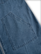 Women's Casual Loose Retro Denim Jumpsuit Hooded Zipper Sleeve Pocket Vintage – Blue - Lolly 