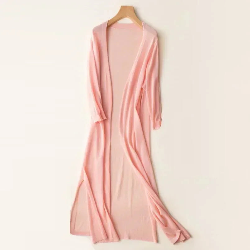 Women's Casual Relaxed Fit Long Cardigan Open Front Longline Lightweight Layering Elegant – Danielle - Lolly 
