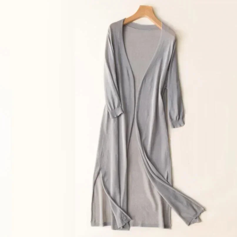 Women's Casual Relaxed Fit Long Cardigan Open Front Longline Lightweight Layering Elegant – Danielle - Lolly 